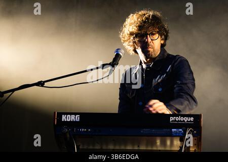 16. September 2023: Lugo, Galicien, Spanien. Sidonie, Indie-Rock- und Psychedelic-Rock-Gruppe aus Barcelona, während ihres Konzerts beim Caudal fest 2023. (Kreditbild: © Cristian Leyva/ZUMA Press Wire) Stockfoto