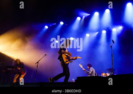 16. September 2023: Lugo, Galicien, Spanien. Sidonie, Indie-Rock- und Psychedelic-Rock-Gruppe aus Barcelona, während ihres Konzerts beim Caudal fest 2023. (Kreditbild: © Cristian Leyva/ZUMA Press Wire) Stockfoto