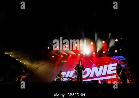 16. September 2023: Lugo, Galicien, Spanien. Sidonie, Indie-Rock- und Psychedelic-Rock-Gruppe aus Barcelona, während ihres Konzerts beim Caudal fest 2023. (Kreditbild: © Cristian Leyva/ZUMA Press Wire) Stockfoto
