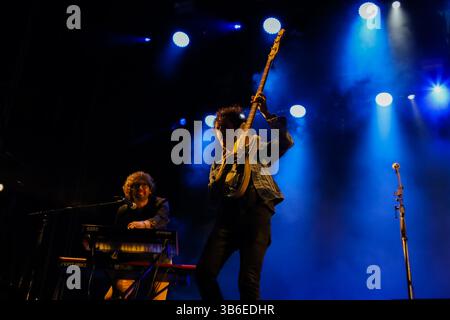 16. September 2023: Lugo, Galicien, Spanien. Sidonie, Indie-Rock- und Psychedelic-Rock-Gruppe aus Barcelona, während ihres Konzerts beim Caudal fest 2023. (Kreditbild: © Cristian Leyva/ZUMA Press Wire) Stockfoto