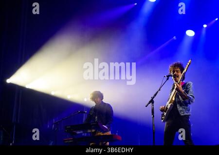 16. September 2023: Lugo, Galicien, Spanien. Sidonie, Indie-Rock- und Psychedelic-Rock-Gruppe aus Barcelona, während ihres Konzerts beim Caudal fest 2023. (Kreditbild: © Cristian Leyva/ZUMA Press Wire) Stockfoto