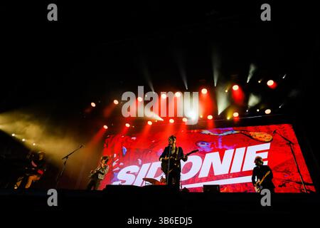 16. September 2023: Lugo, Galicien, Spanien. Sidonie, Indie-Rock- und Psychedelic-Rock-Gruppe aus Barcelona, während ihres Konzerts beim Caudal fest 2023. (Kreditbild: © Cristian Leyva/ZUMA Press Wire) Stockfoto