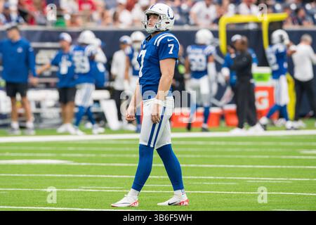 17. September 2023: Matt Gay (7) der Indianapolis Colts platzierte bei einem Spiel zwischen den Indianapolis Colts und den Houston Texans in Houston, Texas. ..Trask Smith/CSM (Foto: © Trask Smith/CSM via ZUMA Press Wire) Stockfoto