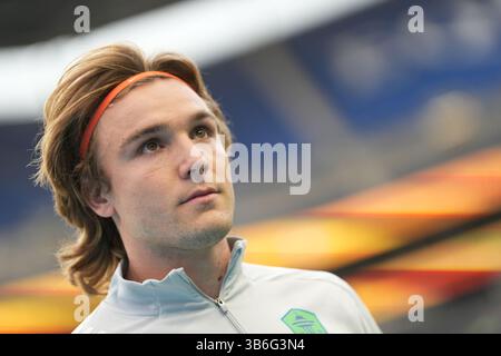 Seattle, Usa. Mai 2025. Der Stürmer Pedro de la Vega (10) von Seattle Sounders FC wärmt sich vor einem MLS-Spiel gegen St. Louis City SC am 3. Mai 2025 im Lumen Field in Seattle auf. (Foto Nate Koppelman/SIPA USA) Credit: SIPA USA/Alamy Live News Stockfoto