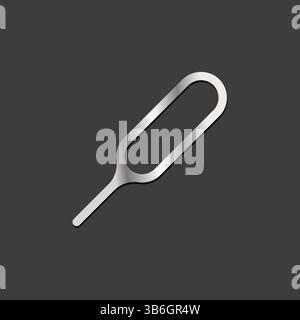 SIM-Auswerfer. Silbernes Pin-Symbol. Flaches Design. Vektorillustration isoliert auf schwarzem Hintergrund Stock Vektor