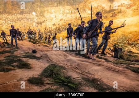 Details der 1864 Sezessionskrieg-Schlacht von Atlanta Cyclorama (abgeschlossen 1886) im Atlanta History Center in Buckhead, Atlanta, Georgia. (USA) Stockfoto