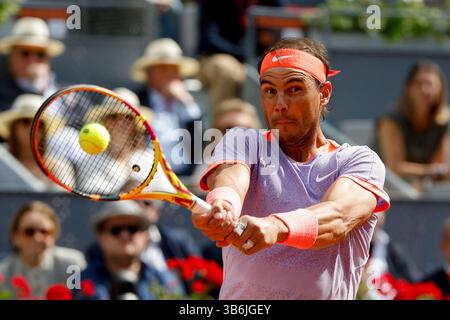 29. April 2024, Madrid, Spanien: MADRID, SPANIEN - 29. APRIL 2024: .Mutua Madrid Open Spiel zwischen Rafael Nadal und Pedro Cachin bei der La Caja Magica am 29. April 2017 in Madrid. (Kreditbild: © Aitor Martin/DAX via ZUMA Press Wire) Stockfoto