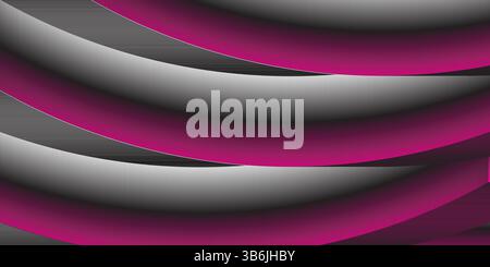 Abstrakter Hintergrund in dunklem Rosa und Grau mit mehrschichtigem Bogendesign mit glattem 3D-Oberflächenverlauf, Hintergrundbanner-Poster-Design, Tapete Stock Vektor