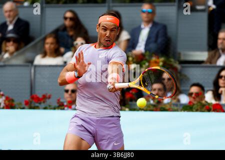 29. April 2024, Madrid, Spanien: MADRID, SPANIEN - 29. APRIL 2024: .Mutua Madrid Open Spiel zwischen Rafael Nadal und Pedro Cachin bei der La Caja Magica am 29. April 2017 in Madrid. (Kreditbild: © Aitor Martin/DAX via ZUMA Press Wire) Stockfoto