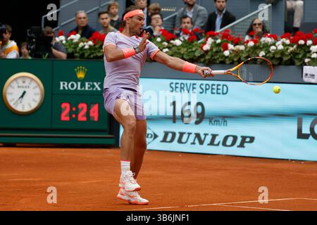 29. April 2024, Madrid, Spanien: MADRID, SPANIEN - 29. APRIL 2024: .Mutua Madrid Open Spiel zwischen Rafael Nadal und Pedro Cachin bei der La Caja Magica am 29. April 2017 in Madrid. (Kreditbild: © Aitor Martin/DAX via ZUMA Press Wire) Stockfoto