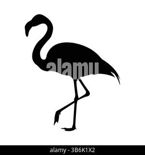 Flamingo Silhouette – eleganter stehender Vogel im Profil Stock Vektor