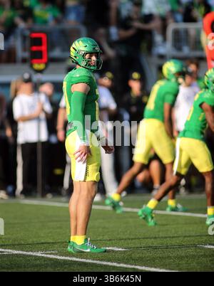 16. September 2023 - Oregon Ducks Quarterback Bo Nix #10 während eines Spiels zwischen den Oregon Ducks und den Hawaii Rainbow Warriors im Autzen Stadium in Eugene, ODER - Michael Sullivan/CSM (Credit Image: © Michael Sullivan/CSM via ZUMA Press Wire) Stockfoto