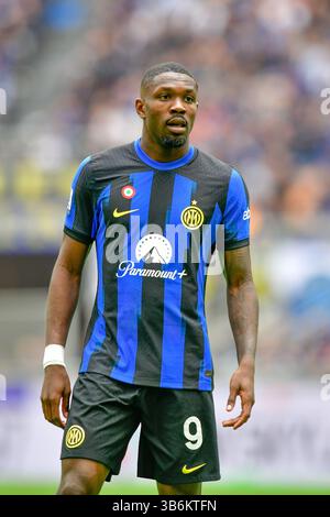 April 2024, Milano, null, Italien: Milano, Italien. April 2024. Marcus Thuram (9) von Inter wurde während des Spiels zwischen Inter und Torino in Giuseppe Meazza in Mailand gesehen. (Foto: © Gonzales Photo/Gonzales Photo via ZUMA Press) Stockfoto