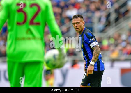 April 2024, Milano, null, Italien: Milano, Italien. April 2024. Lautaro Martinez (10) von Inter war während des Spiels zwischen Inter und Torino in Giuseppe Meazza in Mailand zu sehen. (Foto: © Gonzales Photo/Gonzales Photo via ZUMA Press) Stockfoto