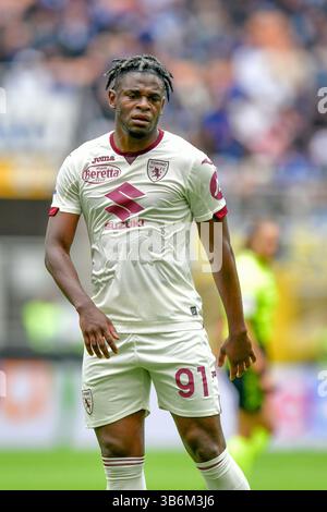 April 2024, Milano, null, Italien: Milano, Italien. April 2024. Duvan Zapata (91) aus Torino wurde in der Serie A zwischen Inter und Torino bei Giuseppe Meazza in Mailand gesehen. (Foto: © Gonzales Photo/Gonzales Photo via ZUMA Press) Stockfoto