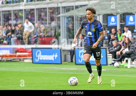 April 2024, Milano, null, Italien: Milano, Italien. April 2024. Tajon Buchanan (17) von Inter wurde während des Spiels zwischen Inter und Torino in Giuseppe Meazza in Mailand gesehen. (Foto: © Gonzales Photo/Gonzales Photo via ZUMA Press) Stockfoto