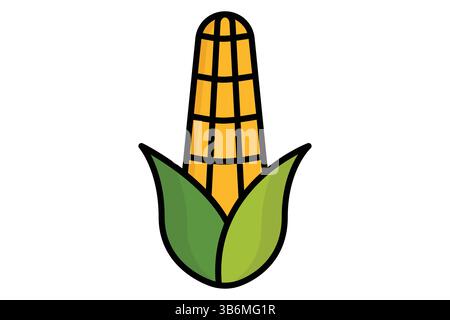 Maissymbol. Symbolstil für farbige Umrisse. Symbol für wichtige globale Erntegutart. Illustration des Vektors für Agrarelemente Stock Vektor