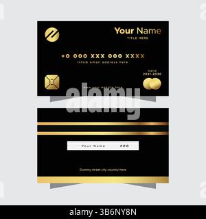 Golden Black Visitenkarte Im Kreditkartenstil Stock Vektor