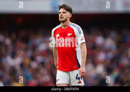 London, Großbritannien. Januar 2015. Declan Rice of Arsenal während des Spiels Arsenal FC gegen Bournemouth FC English Premier League im Emirates Stadium, London, England, Vereinigtes Königreich am 3. Mai 2025 Credit: Dylan Hepworth/Every Second Media Credit: Every Second Media/Alamy Live News Stockfoto