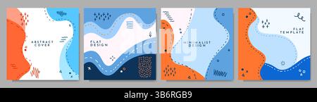 Vektorabbildung. Farbenfroher kindlicher Hintergrund. Handgezeichnetes memphis-Muster Formen und Linien. Designelemente für soziale Medien, Webbanner Stock Vektor