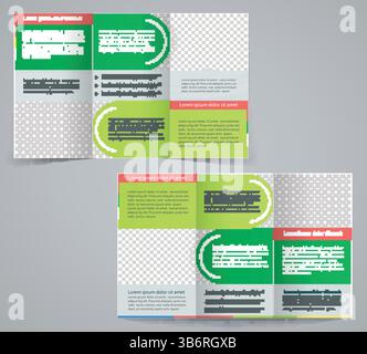 Dreifach gefaltete Business-Broschürenschablone, Vektorgrüner Designflyer Stock Vektor