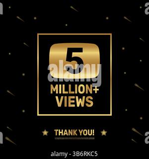 5 Millionen Views Logo für Social-Media-Post und Miniaturansichten. Stock Vektor