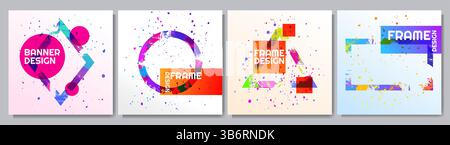 Vektorabbildung. Moderne Kunstgrafiken. Dynamischer Rahmen eleganter, geometrischer, heller Hintergrund. Element für Einladungen zu Designveranstaltungen, Geschenkkarten, Cover Stock Vektor