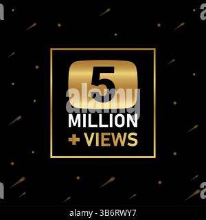 5 Millionen Views Logo für Social-Media-Post und Miniaturansichten. Stock Vektor