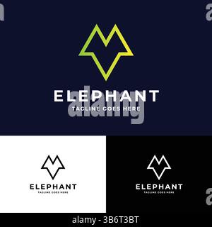 Elephant Minimal Logo Stock Vektor