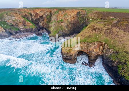 Bedruthan Steps, Cornwall, England, Vereinigtes Königreich, Europa Stockfoto