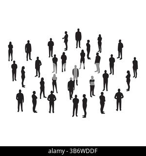 Set aus Crowd-Silhouette auf weißem Hintergrund Stock Vektor
