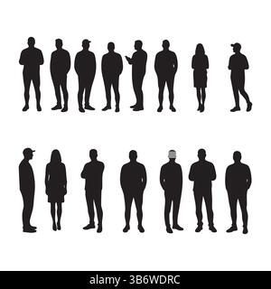Set aus Crowd-Silhouette auf weißem Hintergrund Stock Vektor