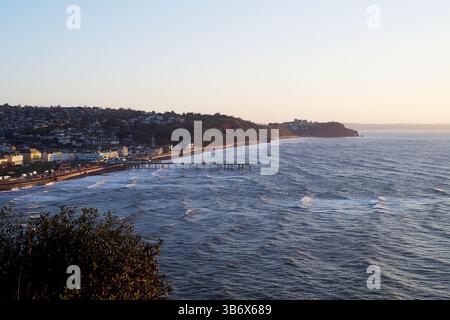 Herbstfarben und -Töne in der Landschaft von Dartmoor. Lange Exposition von Wasser, das Herbstblätter enthält. Die abstrakte Komposition der gestauten alten Eichen bei Wistm Stockfoto