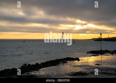 Sonnenuntergang über dem Wattenmeer auf der Insel Vlieland, Niederlande Stockfoto