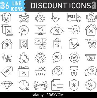 Symbole für Rabattlinien werden gesetzt. Treuepunkte, Wachstumsdiagramm und Schilder für Einkaufstaschen. Symbol für Diskonte Chat-Bubbles-Zeile. EPS 10 Piktogramme Stock Vektor