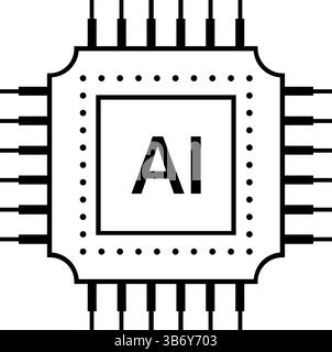 Chip-Symbol für künstliche Intelligenz im KI-Prozessor. Illustration des Schaltkreises des AI-Prozessors. Stock Vektor