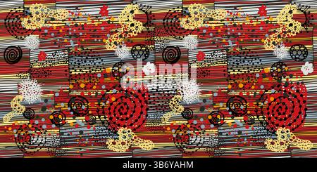 Mehrfarbiges Vektor-nahtloses Muster mit abstrakten Formen. Geometrischer Kunstdruck. Ethno-Hipster-Hintergrund. Handgezeichnet. Tapete, Stoffmuster, Stoff Stock Vektor