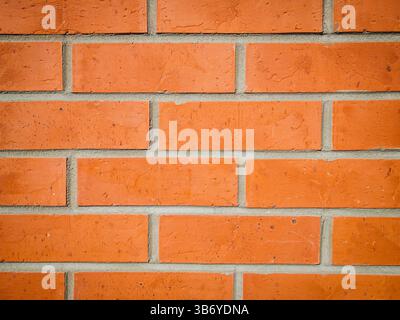 Rote Backsteinwand, Nahaufnahme Hintergrund Textur. Klinkerziegel Wandmuster. Tapete Ziegelsteine Textur. Stockfoto