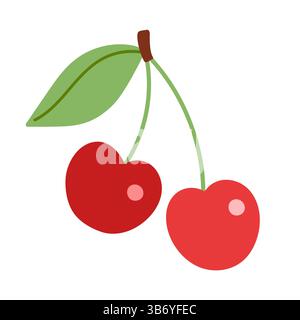 Kirsche mit Stammbeeren Vektor-Illustration Stock Vektor