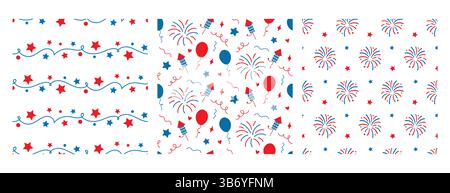 Feuerwerk nahtloser Hintergrund 4. Juli-Druck Stock Vektor