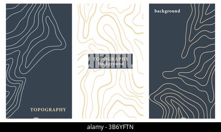 Hintergrund der Topographiekarte festgelegt. Gewelltes abstraktes Cover Stock Vektor