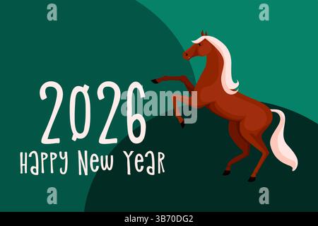 Wir feiern das neue Jahr mit einem temperamentvollen Pferd Stock Vektor