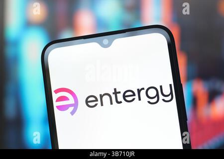 In dieser Abbildung wird das Entergy Corporation-Logo auf einem Smartphone-Bildschirm angezeigt. Stockfoto