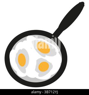 Symbol für die Bratpfanne. Symbol für gekochtes Ei. Frühstück Essen Vektor. Hot Skillet-Bild. Stock Vektor