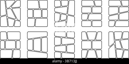 Set von Comic-Seitenlayouts. Anime-Buch-Panels isoliert auf weißem Hintergrund. Grids für Manga Storyboard. Fotocollagen, Zeitschriften, Poster oder Moodboard-Vorlagen. Vektorgrafik. Stock Vektor