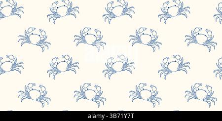 Krabbenmuster auf hellem Hintergrund, das Meeresleben und Meeresthemen veranschaulicht Stock Vektor