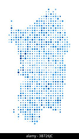 Sardinien Dot Map. Digitale Inselform. Vektorbild Sardinien. Blaue kreisförmige Punkte in Inselform. Wunderschöne Vektorillustration. Stock Vektor