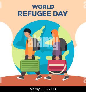 Illustration zum Weltflüchtlingstag im flachen Design Stock Vektor