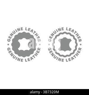 Vektoretikett aus echtem Leder. Symbol für Kleidung und Schuhe. Stock Vektor