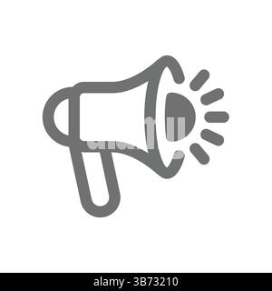 Megaphon- oder Lautsprecherzeile und Füllsymbol. Bullhorn, Ansage-Vektorsymbol. Stock Vektor